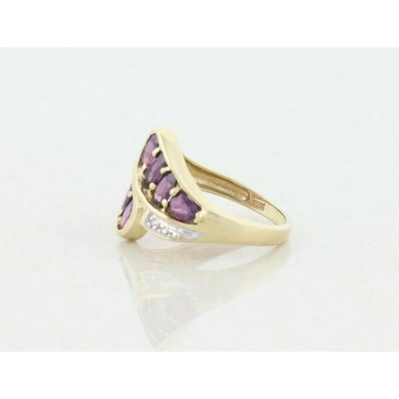 10k Yellow Gold Purple Sapphire and Diamond Accents Ring Size 6 1/4 - Picture 8 of 9
